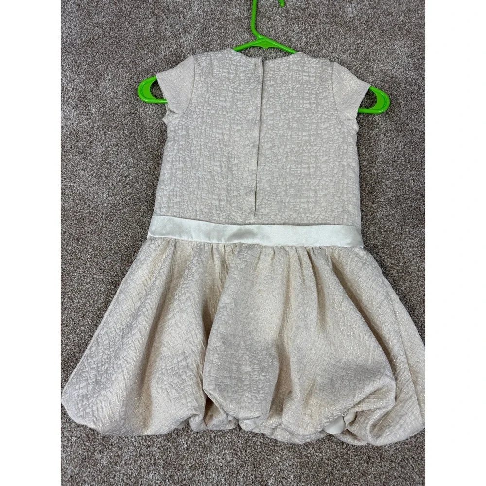 Janie and Jack Girls Gold Metallic Jacquard Bubble Hem Dress 5 FlowerGirl‎ Party
